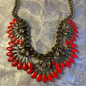 Stella & dot Statement Colorful Red and Gold Statement Necklace